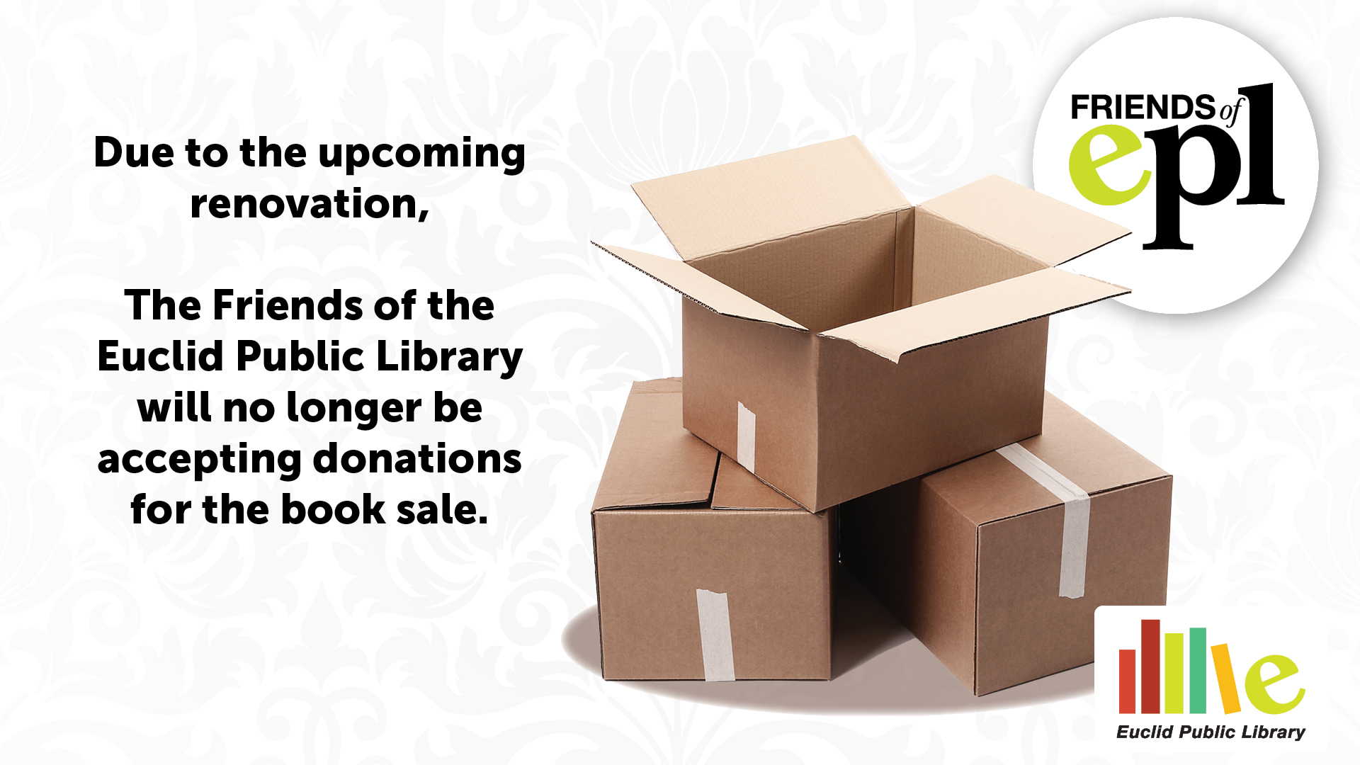 No Longer Accepting Donations - Friends of the Library